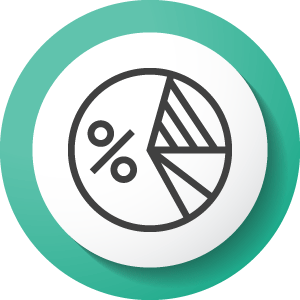 A pie chart with a percent symbol.
